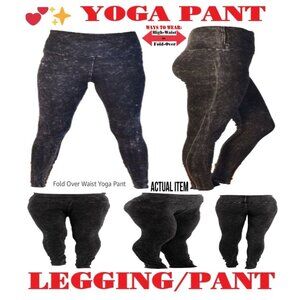 🛑BULLY High Waist ➕🆒 LEGGING PANT Fold Over SLIM LEG Mineral Wash 💸BUY NOW‼️